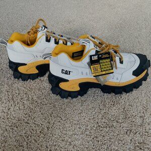 CAT Caterpillar Intruder Mens Shoes Chunky Sneakers, White Yellow, Size 7